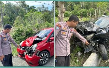 Tabrakan Hebat Honda Brio Vs Daihatsu Sigra di Trans Sulawesi, Satu Pengemudi Terluka