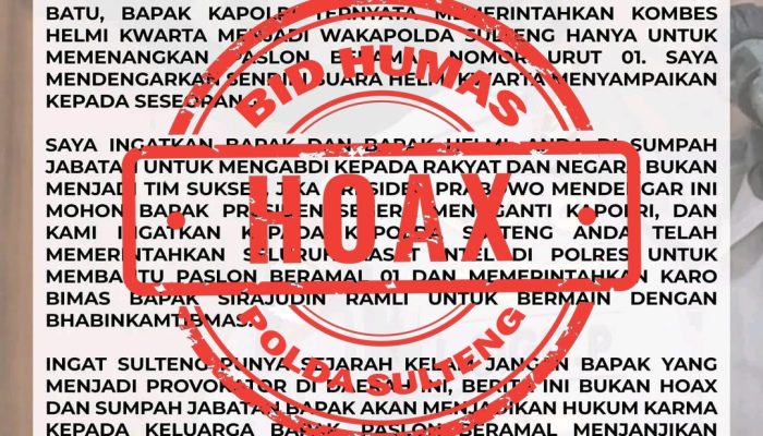 Polda Sulteng Tegaskan Netralitas: Konten Hoaks dan Fitnah Soal Pilkada 2024 Dibantah